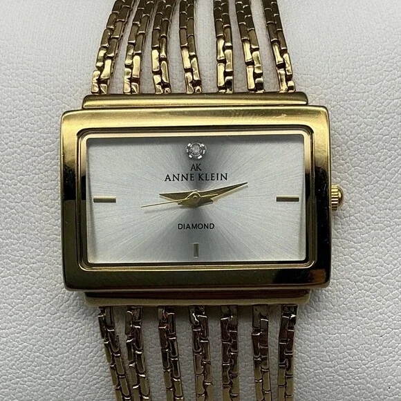 Anne Klein Womens Watch 29mm Gold Tone Diamond Multi Strand New Battery 7" - Picture 1 of 11